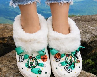 Shoes Mammoth Clog White(S-10) Boston Celtics Custom Made Designs