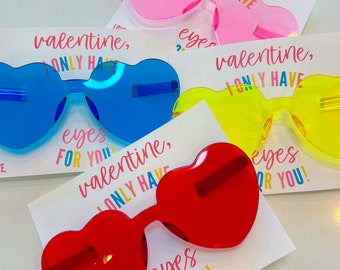 Only Have Eyes for You Valentine // DIGITAL FILE // Sunglasses Valentine // Heart Shaped Sunglasses Valentine