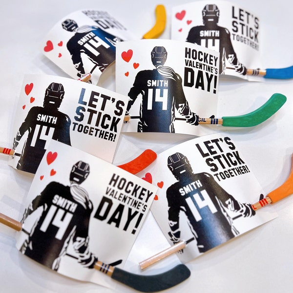 Hockey Valentine // PERSONALIZED DIGITAL FILE within 24 hours // Hockey Valentine's Day // Let's Stick Together // Boy or Girl Valentine