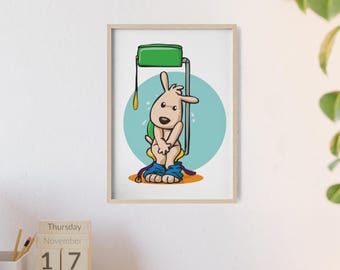 Toilet Time Bunny Poster | bathroom wall art