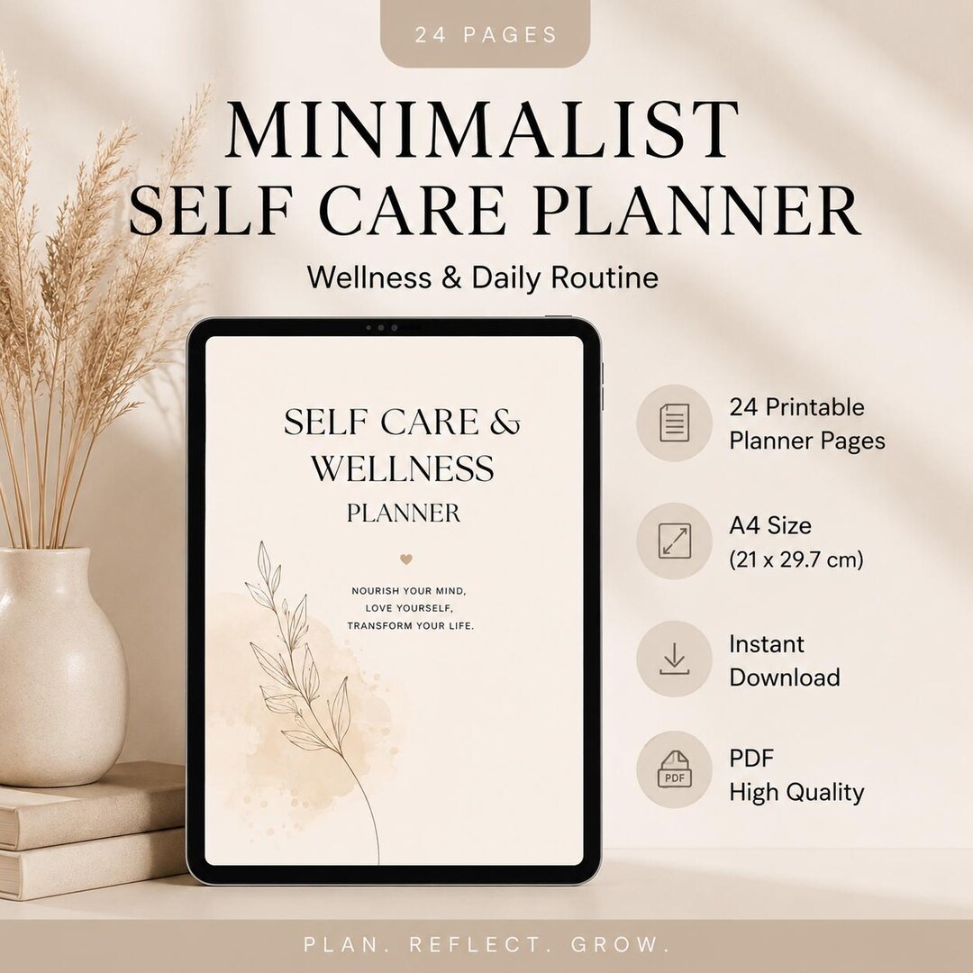 Minimalist Self Care Planner Printable | Wellness & Daily Routine ...