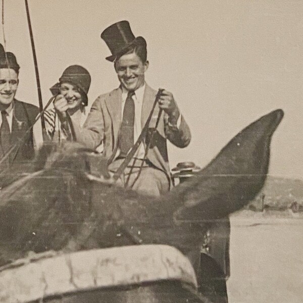 Original Antique Photograph | Top Hats & Horse Ears