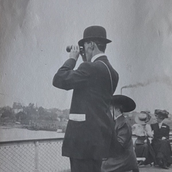 Original Antique Photograph | Watching for Birdie | 1910