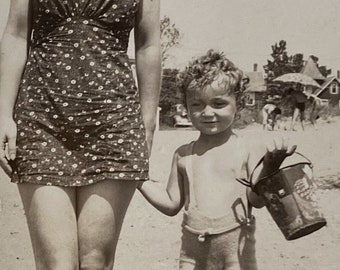 Original Vintage Photograph | Curly Head on the Beach