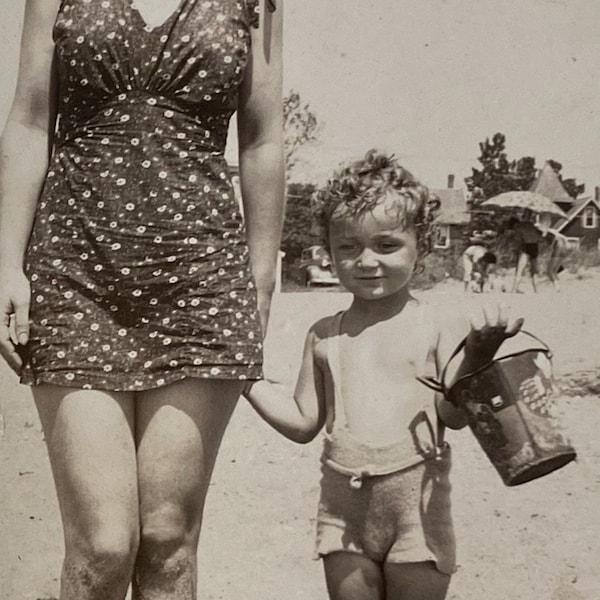 Original Vintage Photograph | Curly Head on the Beach