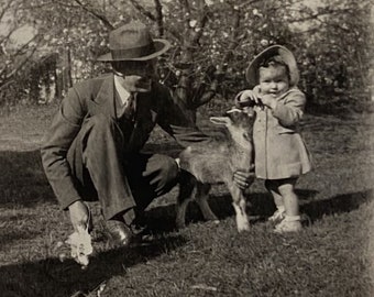 Original Vintage Photograph | Baby Jo & Baby Goat | 1941