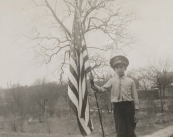 Original Antique Photograph | Flag Boy