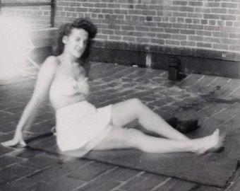 Original Vintage Photograph | Sunbathing on the Roof
