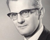 Original Antique Photograph Distinguished Gentleman Horn Rimmed Glasses Argentina 1960