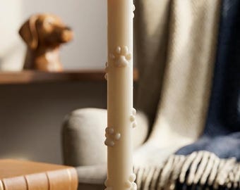 Candela affusolata artigianale svizzera, decorazione a forma di zampa di animale per proprietari di cani/gatti, 100% colza