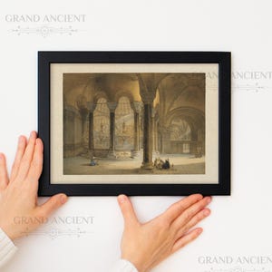 Byzantine Architectural Heritage Ancient Wall Art, Hagia Sophia Printable Antique Lithography, Islamic Religious Print, Home Decor GA5145