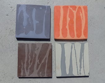 Piastrelle artistiche astratte fatte a mano, 12 x 12 cm - Quadrati moderni con motivo fluido da 4,7" - Piastrelle decorative spesse 1 cm per paraschizzi e pavimenti del bagno, set da 12