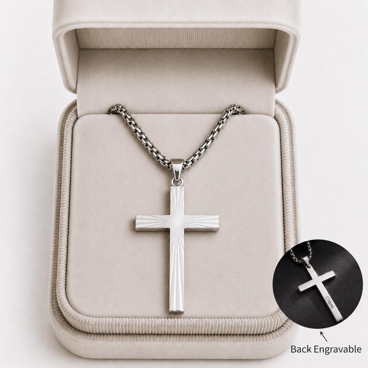 Personalized Saint Light Titanium Steel Cross Necklace Religious…
