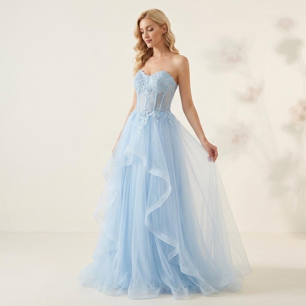 strapless open back dress Royal Elegance Princess Lace Dress main image 0