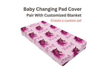 Cute Pink Unicorn Pegasus Baby Diaper Changing Pad Cover Girl Adorable Baby Shower Gift Fantasy Wildlife Magical Horse Soft Baby Bedding