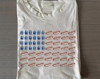 Beer Hotdog American Flag Shirt Funny 4th of July Tee USA Patriotic Gift Glizzy Graphic T-shirt Fourth of July BBQ Party Merch