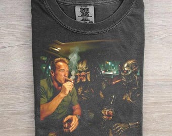 Retro Action Movie Legends Shirt, Arnold Predator Terminator Tee, Funny Sci-Fi Graphic T-shirt, Vintage 80s Cinema Gift,Badass Movie Fan Tee