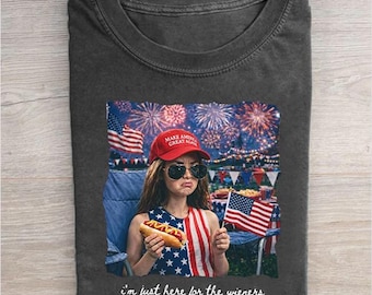 Funny Im Just Here For The Wieners Shirt, Patriotic 4th of July Graphic Tee, Red Hat Political Satire Comfort T-Shirt Gift, Summer BBQ Top
