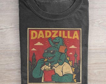 Dadzilla Shirt, Funny Father's Day Tee, Cute Dinosaur Dad Gift, Retro Kaiju Custom Birthday Graphic Comfort New Papa T-shirt