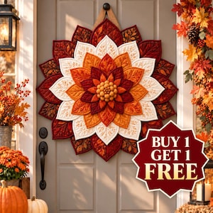 Fall Dahlia Quilt Pattern, 4-Layer 3D Wall Hanging, Autumn Door Decor (Digital Download)