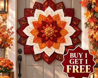 Fall Dahlia Quilt Pattern, 4-Layer 3D Wall Hanging, Autumn Door Decor (Digital Download)