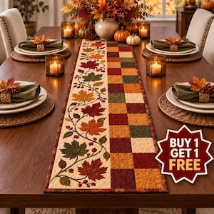 Fall Maple Leaf Applique Table Runner Quilt Pattern (Digital Download)