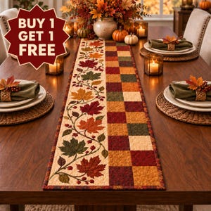 Fall Maple Leaf Applique Table Runner Quilt Pattern (Digital Download)