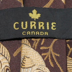 Vintage 1970s Mens Tie / Currie / Brown / Fish design