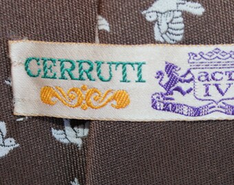 Vintage 1970s Men's Tie / Brown with birds /Cerruti