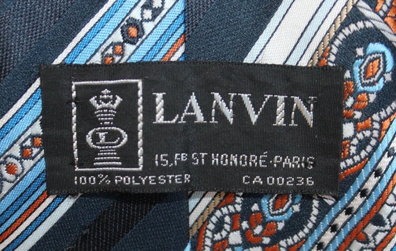 Vintage 1970s Mens Tie - Lanvin  / Paris / Black … - image 1