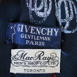 1970s Vintage Givenchy Men&#39;s Tie / Navy blue / white and red