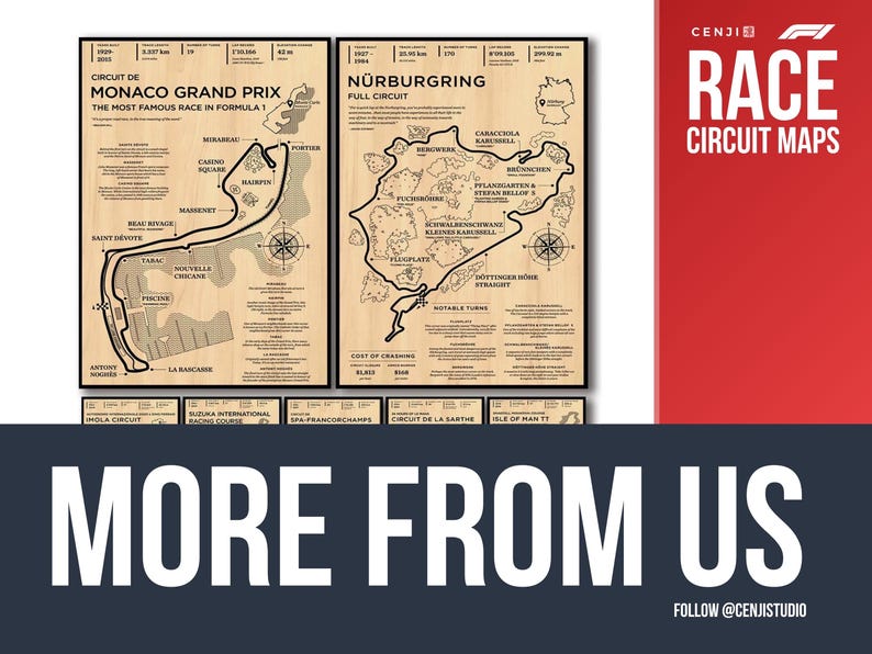 F1 Recap Map Formula-1 Race Circuit Maps • F1 Posters for Monaco, Nürburgring, Monza ...