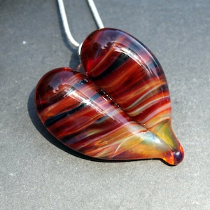 Red Lampwork Heart Pendant, Glass Boro Jewelry, Necklace Lampwork Hand Blown