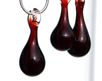 Blood Drop Necklace, Boro Glass Pendant, Anti Valentine Glass Jewelry Necklace, Vampire Lampwork Hand Blown