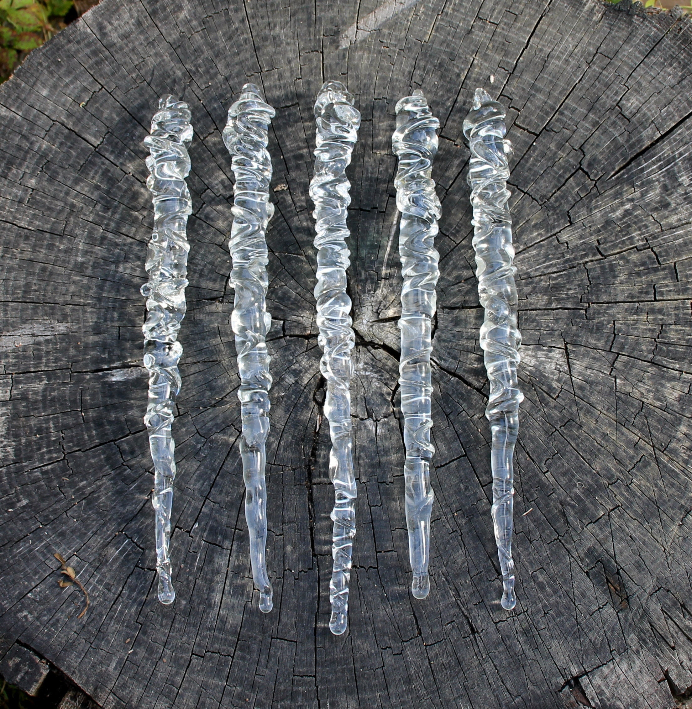 Extra Long Glass Icicles Unique Natural Ice Look Huge Christmas