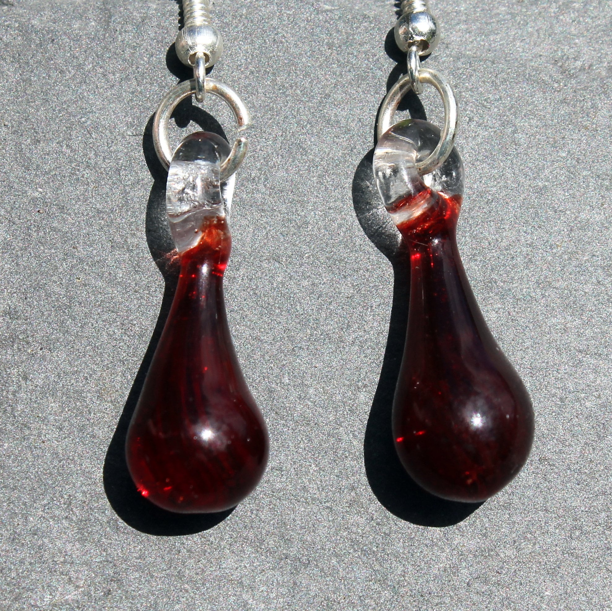Blood Drop Earrings Anti Valentine Glass Jewelry Dangle Etsy