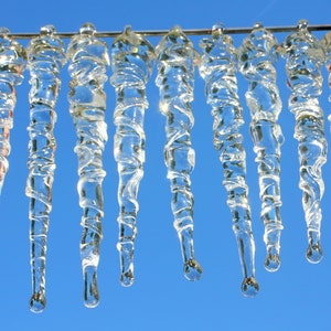 Glass Icicles Set of Twenty,  Christmas Ornament, Holiday Tree Decoration, Hand Blown Glass