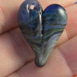 Heart Necklace Glass Jewelry Pendant Lampwork Boro Heart Earth View image 5