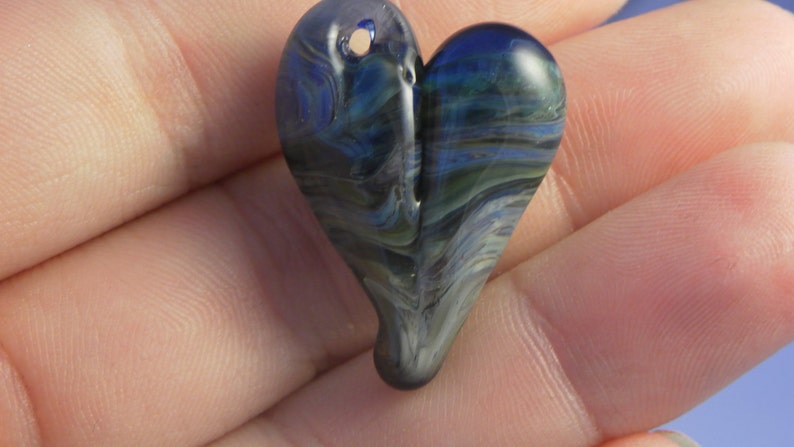Heart Necklace Glass Jewelry Pendant Lampwork Boro Heart Earth View image 5