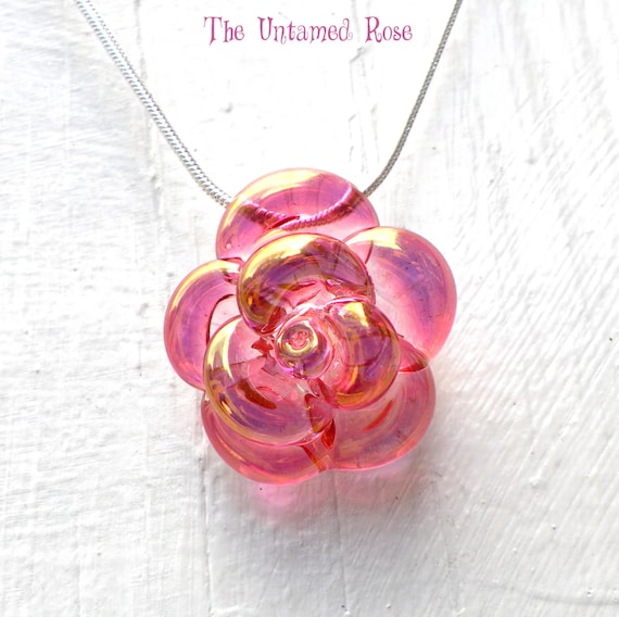 Rose in glass necklace sale