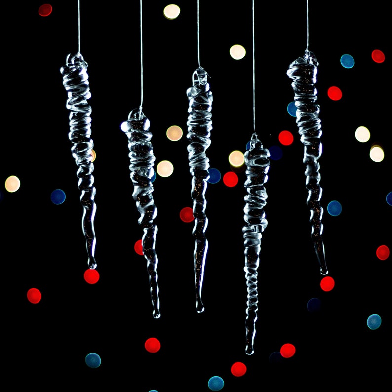 Glass Icicles Set of Twenty Christmas Ornament Holiday Tree Etsy