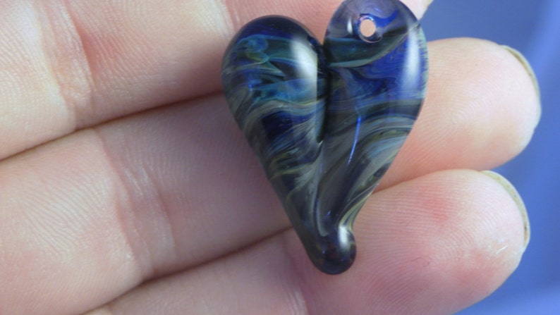 Heart Necklace Glass Jewelry Pendant Lampwork Boro Heart Earth View image 3