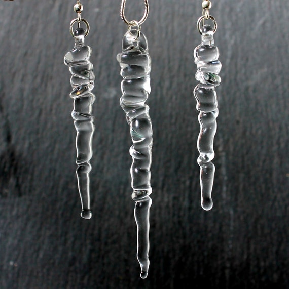 Icicles Jewelry Earrings Necklace Set Christmas Ornaments Dangle Winter Sterling Silver Natural Style