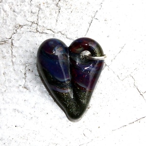 Heart Charm Glass, Lampwork Hand Blown Boro Charm, Heart Jewelry, Green Mini Tiny Baby Heart