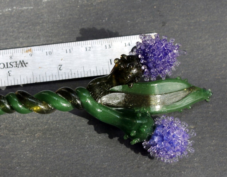 Glass Thistle Purple. Glass Long Stem Flowers, Outlander Scottish Irish Lampwork Flower Hand Blown Boro Thistles image 5