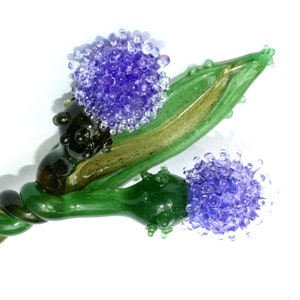 Glass Thistle Purple. Glass Long Stem Flowers, Outlander Scottish Irish Lampwork Flower Hand Blown Boro Thistles image 6
