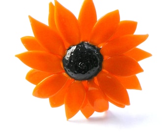 Black Eyed Susan, Lampwork Hand Blown Glass Flowers, Spring Daisies Sun Flower, Flowers Long Stemmed,  Boro SRA