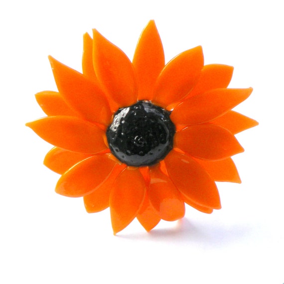 Black Eyed Susan, Lampwork Hand Blown Glass Flowers, Spring Daisies Sun Flower, Flowers Long Stemmed,  Boro SRA