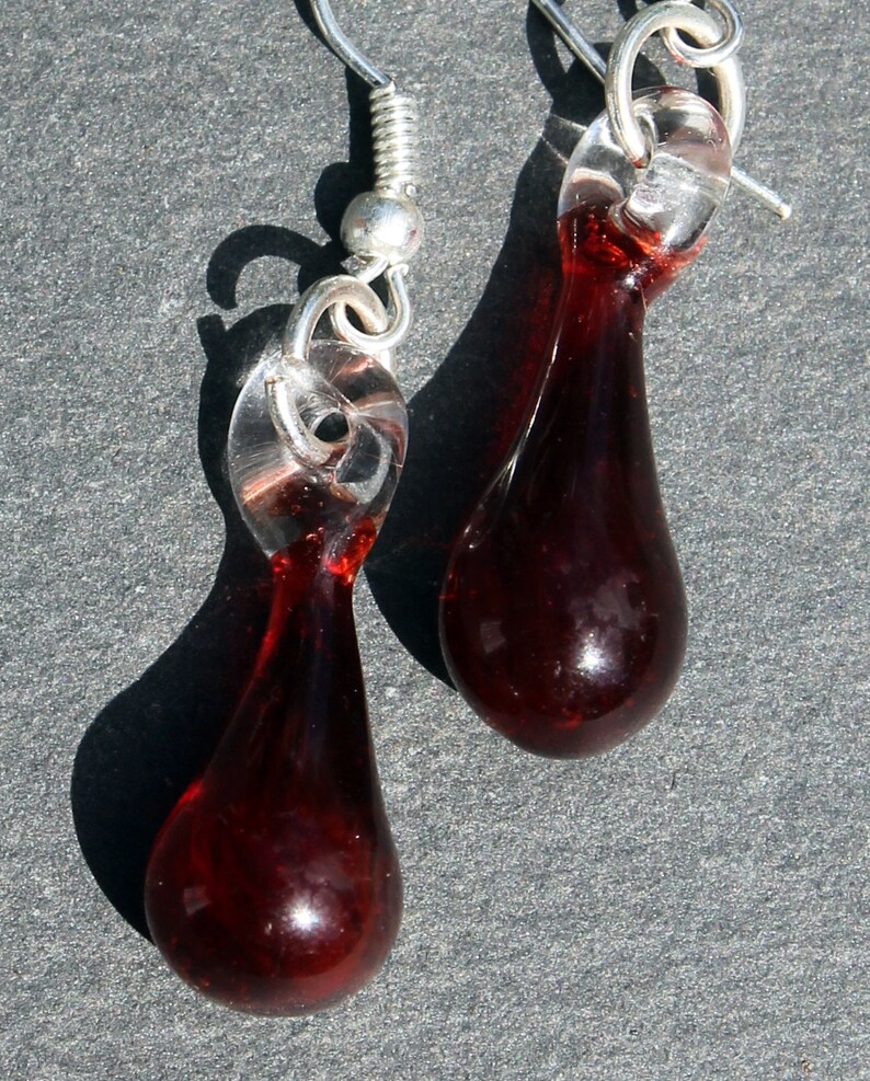 Blood Drop Earrings Anti Valentine Glass Jewelry Dangle Etsy
