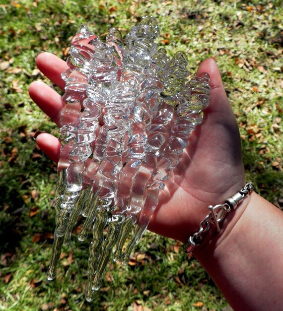 Christmas Ornament Glass Icicles Set of Twenty Holiday Tree Decoration Hand Blown Glass Christmas Ornament Glass Icicles Set of Twenty Holiday Tree Decoration Hand Blown Glass